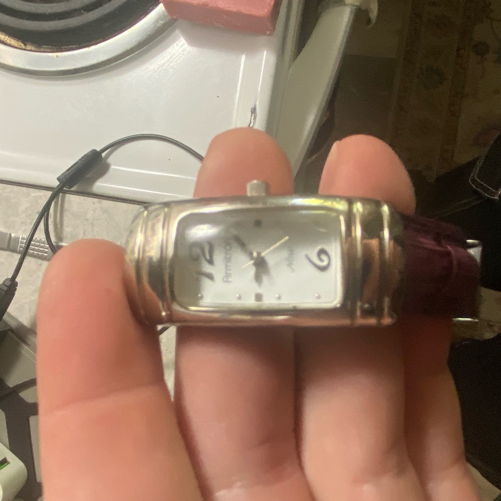 Silver Fossil Watch with Purple Strap